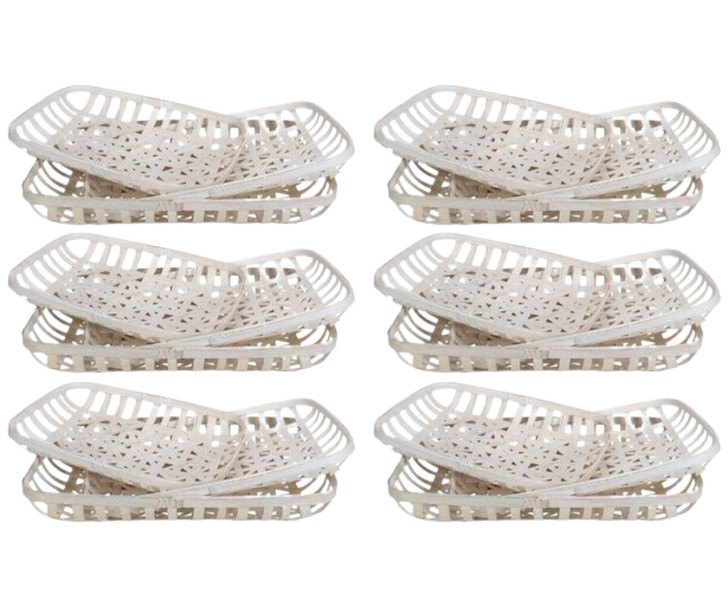 Northlight Set of 3 White Rectangular Lattice Tobacco Table Top Baskets - 20"x25"x5" - (Case of 6)-A2ZHOME