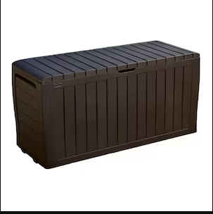 Keter Marvel 10.6 cu.ft. 71 Gal Resin Patio Outdoor Garden Storage Deck Box/Bench-A2ZHOME