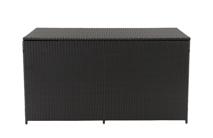 Corliving Parksville Black 224 Gal. Rust Proof Resin Wicker Deck Box-A2ZHOME