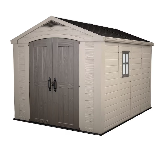 Keter Factor 8 ft. x 11 ft. Resin Outdoor Storage Shed - Weather Resistant and Lockable-A2ZHOME