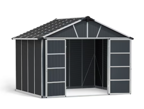 CANOPIA by PALRAM Yukon 11 ft. x 9 ft. Dark Grey Large Garden Outdoor Storage Shed - Spacious and Stylish Storage Solution-A2ZHOME