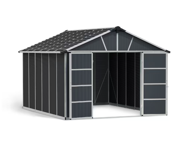 CANOPIA by PALRAM Yukon 11 ft. x 13 ft. Dark Grey Large Garden Outdoor Storage Shed - Spacious and Stylish Outdoor Storage Solution-A2ZHOME