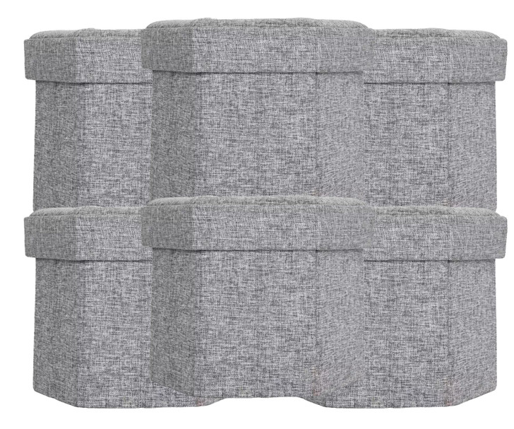 Vintiquewise Small Decorative Grey Foldable Hexagon Ottoman for Living Room, Bedroom, Dining, Playroom, or Office - 18" x 18" x 5" - (6/CASE)-A2ZHOME