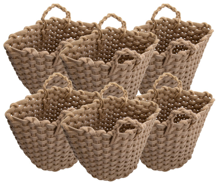 Truu Design Chunky Braided Jute Storage Basket with Handle - Beige - 11" x 14" - (6/CASE)-A2ZHOME