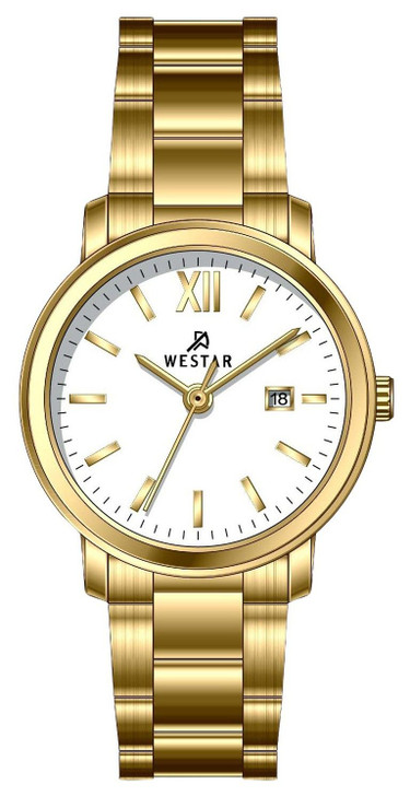 Westar Profile Stainless Steel White Dial Quartz 40245gpn101 Women's Watch