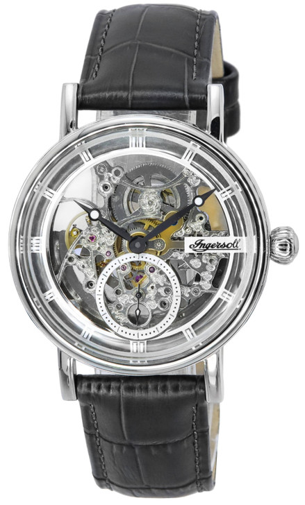 Ingersoll The Herald Leather Strap Silver Skeleton Dial Automatic I00402b Men's Watch
