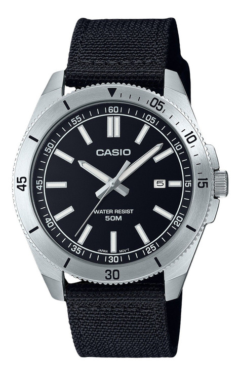 Casio Standard Analog Cloth Strap Black Dial Quartz Mtp-b155c-1e Men's Watch