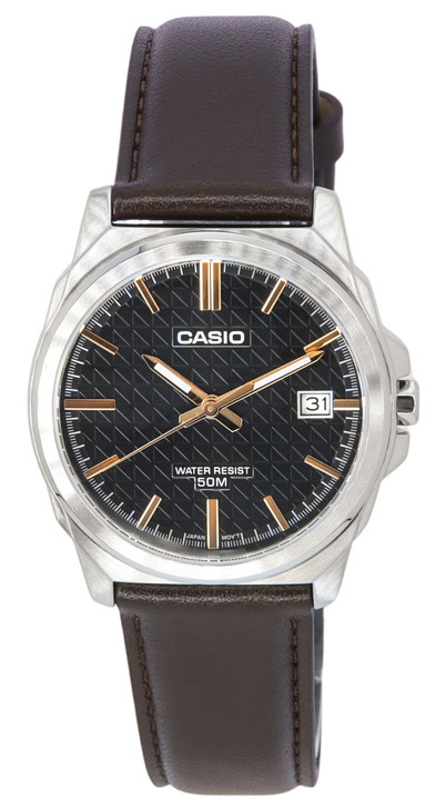 Casio Standard Analog Brown Leather Strap Black Dial Quartz Mtp-e720l-5a Men's Watch