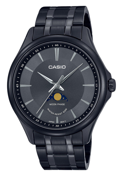 Casio Standard Analog Moon Phase Black Dial Quartz Mtp-m100b-1a Men's Watch
