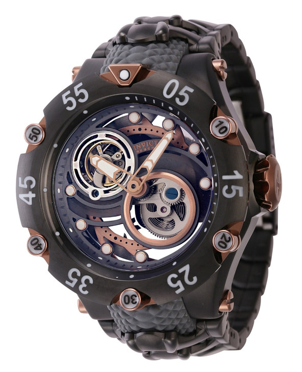 Invicta Reserve Venom Cobra Silicone Strap Gunmetal And Brown Dial Automatic Diver's 43917 200m Men's Watch