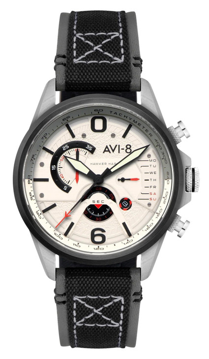 Avi-8 Hawker Harrier Dual Retrograde Chronograph Ivory White Dial Quartz Av-4056-07 Men's Watch