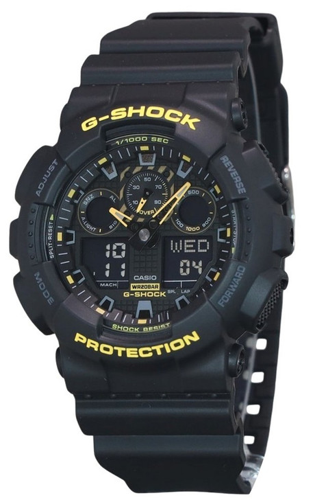 Casio G-shock Caution Yellow Analog Digital Resin Strap Black Dial Quartz Ga-100cy-1a 200m Men's Watch