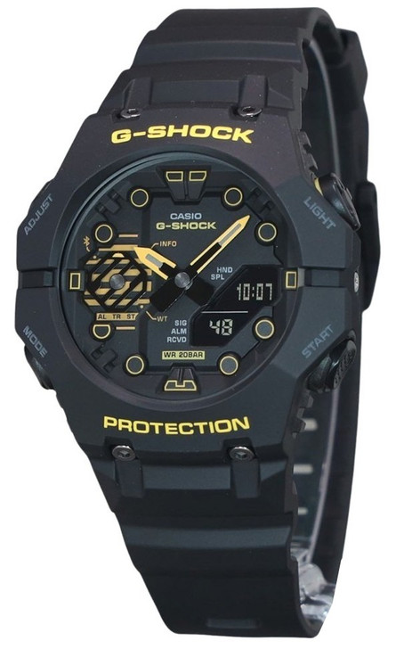 Casio G-shock Caution Yellow Mobile Link Analog Digital Resin Strap Black Dial Quartz Ga-b001cy-1a 200m Men's Watch