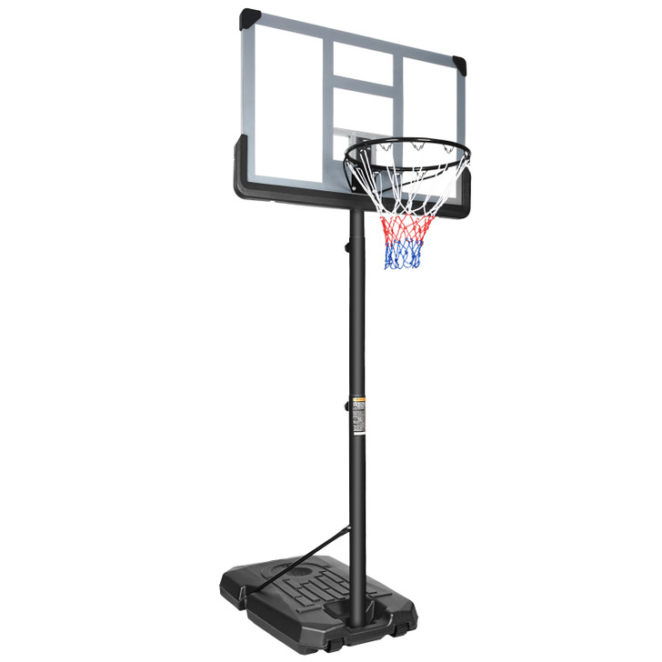 Portable Basketball Hoop Backboard System Stand Height Adjustable 6.6ft - 10ft with 44" Backboard and Wheels 