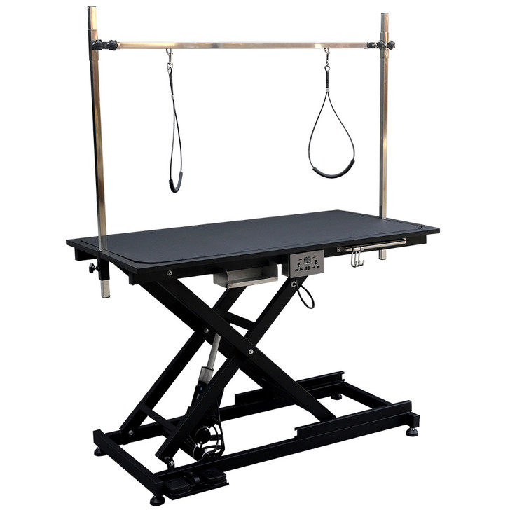 A2ZHOME Super Deluxe Electric Pet Grooming Table - 110V/220V, Adjustable Height from 8" to 36", Black