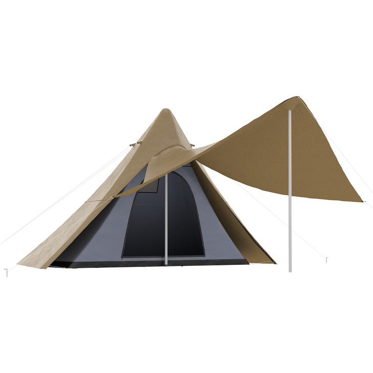 A2ZHOME 15.4'x15.4'x8.5' Teepee Tent, Waterproof Camping Tent with Porch Area, Floor, and Carry Bag, for 2-3 Person Outdoor Backpacking Camping Hiking