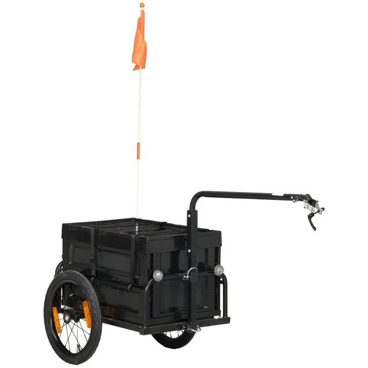 A2ZHOME Bike Cargo Trailer, Bicycle Trailer Wagon Cart with Removable Storage Box, Quick Release 16" Wheels and Safe Reflectors, Galvanized Bottom