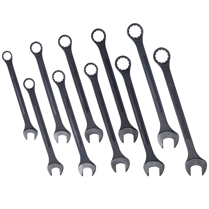A2ZHOME Jumbo Combination Wrench Set Extra Large,10 PC SAE Black-Oxide Jumbo Combo Wrench Set 1-5/16" - 2" with pouch