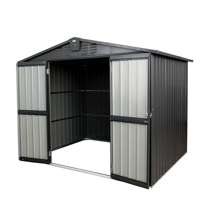 A2ZHOME 8.2' x 6.2' Outdoor Storage Shed: Durable Metal Garden Shed for Bikes, Trash Cans, and More