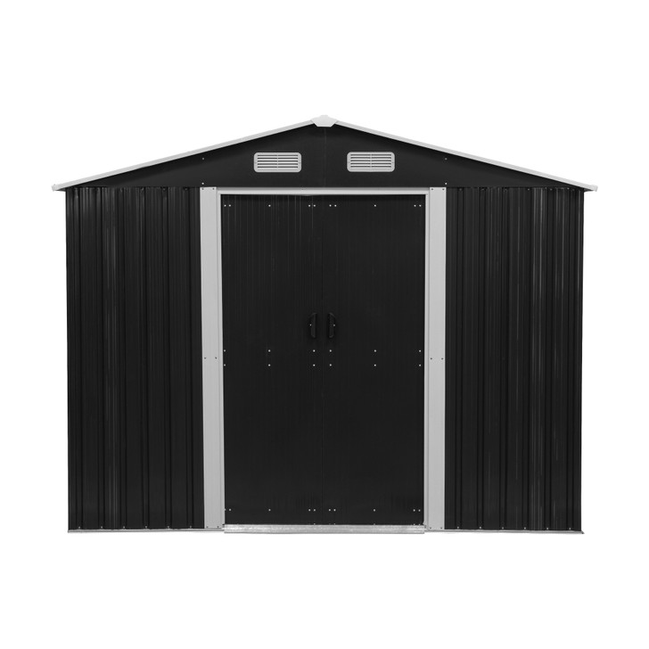 A2ZHOME 8'x12' Tool Shed: Durable Outdoor Storage in Charcoal Black