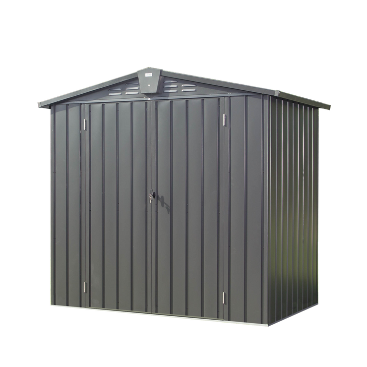 A2ZHOME Outdoor Storage Shed 6.5'x 4.2': Durable Metal Garden Shed for Bikes, Trash Cans, Tools, and Lawn Mowers in Black