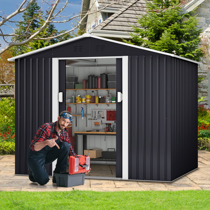 A2ZHOME 6 x 8 Ft Outdoor Storage Shed: Durable, Secure, and Spacious Metal Shed for Your Yard