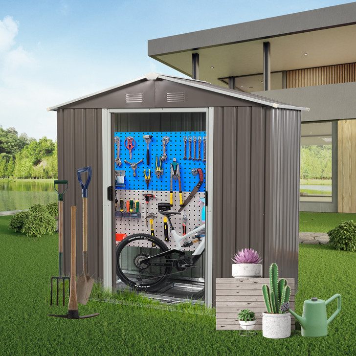 A2ZHOME 8ft x 4ft Outdoor Metal Storage Shed: Reliable and Spacious Storage for Your Outdoor Essentials