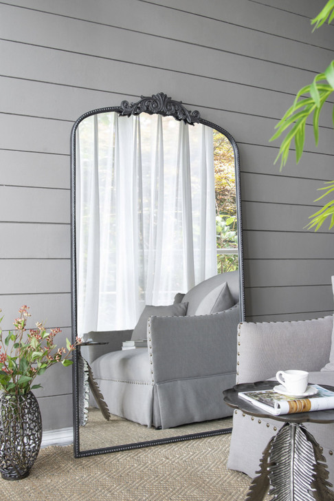 A2ZHOME 66" x 36" Full Length Arched Mirror – Large Black Mirror for Hanging or Leaning Against Wall, Ideal for Living Room