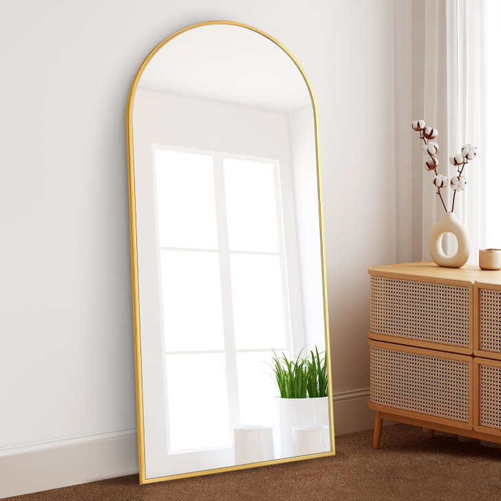 A2ZHOME 71" x 24" Gold Arch Full Length Mirror – Modern Standing Floor Mirror for Living Room, Bedroom, Bathroom