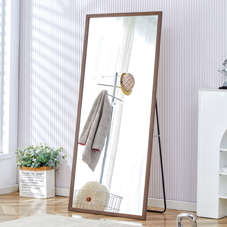 A2ZHOME Fourth Generation Solid Wood Frame Full-Length Mirror, 71" x 31.5", Floor Standing or Wall-Mounted Dressing Mirror for Bedroom, Porch, Clothing Store