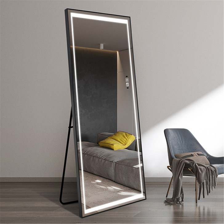A2ZHOME Full Length Intelligent Human Body Induction LED Mirror - Aluminum Floor Standing, Big Size