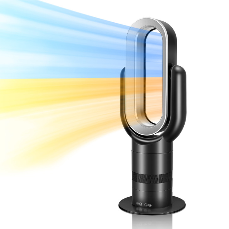 A2ZHOME HealSmart 26-Inch Space Heater Bladeless Tower Fan - Heater & Cooling Combo with Remote Control - Black