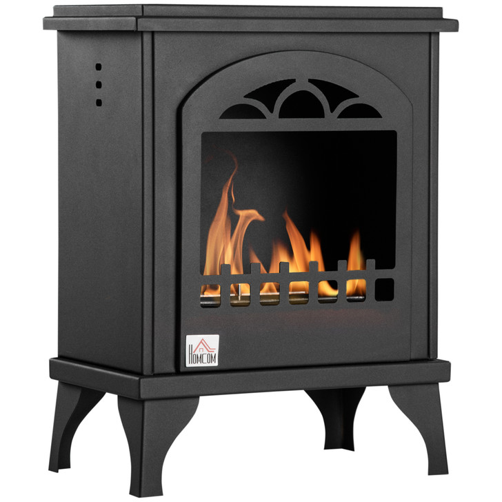 A2ZHOME Ethanol Fireplace, 9.75" Freestanding Stove Heater, 0.32 Gal Capacity, Heats up to 470 Sq. Ft., Burns up to 3 Hours, Black