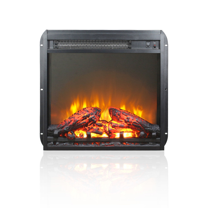 A2ZHOME 18" Electric Fireplace Insert, Ultra Thin Heater with Log Set & Realistic Flame, Overheating Protection