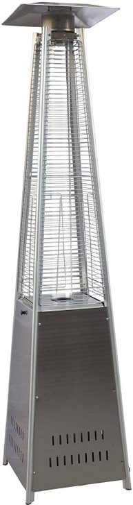 A2ZHOME Outdoor Patio Heater, Pyramid Standing Gas LP Propane Heater with Wheels, 89 Inches Tall, 42,000 BTU for Commercial Courtyard (Silver)