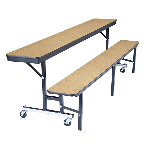 A2ZHOME National Public Seating CBG96 8-Foot Customizable Mobile Convertible Cafeteria Bench Unit with MDF Core and Ganging Devices