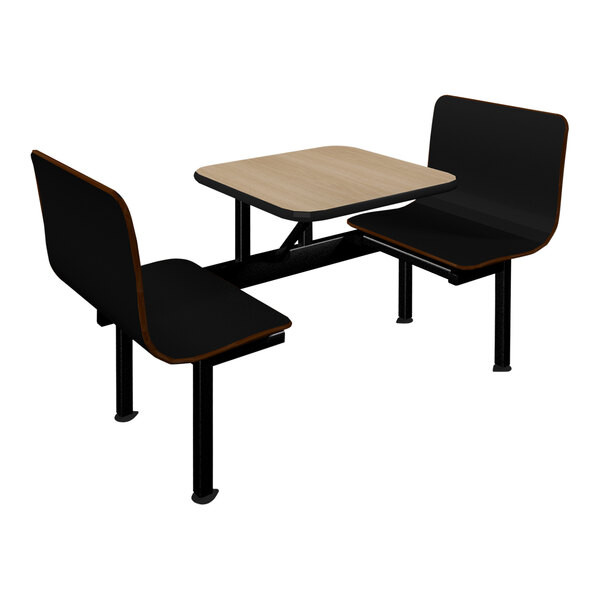 A2ZHOME Contour 24" x 23" Beige Table Top with 2 Black Benches