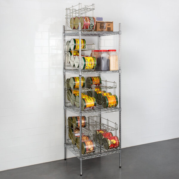 a2zhospo 24" x 24" Chrome Wire Shelf Kit with 6 Can Racks and 74" Posts