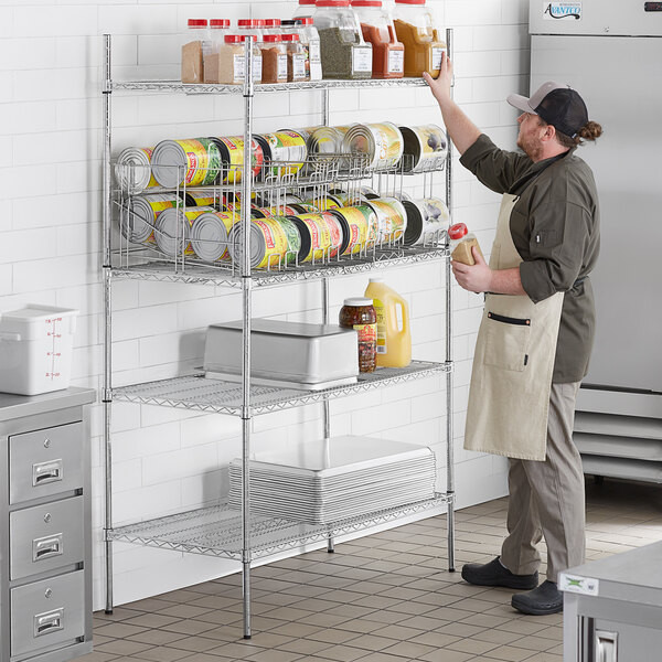 a2zhospo 24" x 48" Chrome Wire Shelf Kit with 5 Can Racks and 74" Posts