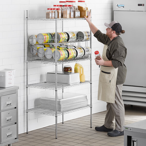 a2zhospo 24" x 36" Chrome Wire Shelf Kit with 4 Can Racks and 74" Posts