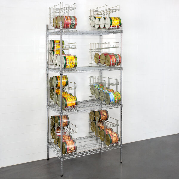 a2zhospo 24" x 36" Chrome Wire Shelf Kit with 8 Can Racks and 74" Posts