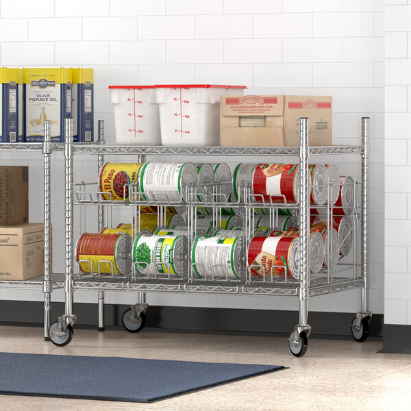 a2zhospo 24" x 36" Mobile Chrome Wire Shelf Kit with 4 Can Racks and 27" Posts