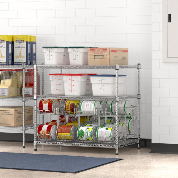 a2zhospo 24" x 36" Chrome Wire Shelf Kit with 4 Can Racks and 34" Posts