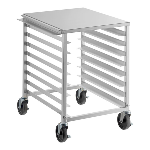 a2zhospo 8-Pan End Load Aluminum Undercounter Bun / Sheet Pan Rack with Stainless Steel Top and Side Channel