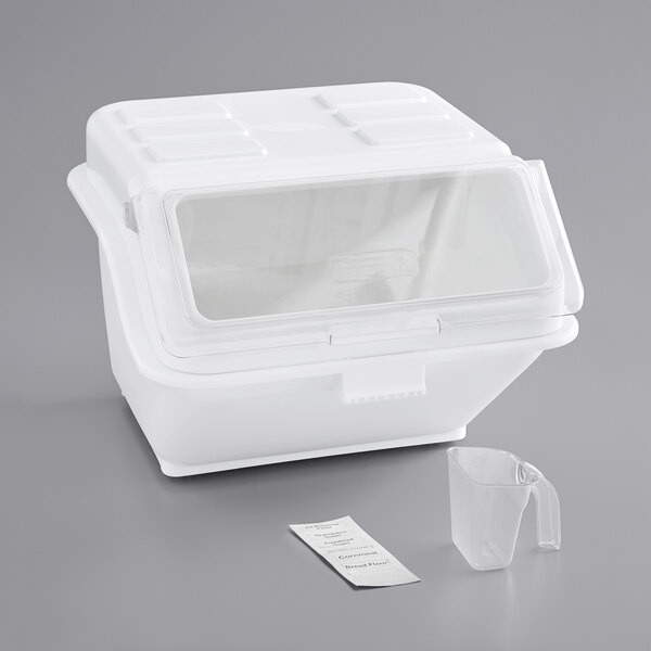 a2zhospo 12.6 Gallon / 200 Cup Shelf Ingredient Bin with Flip Lid, Label Sheet, and Scoop