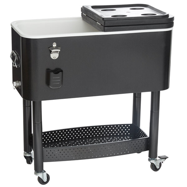 a2zhospo 65 Qt. Black Beverage Cooler Cart - 31 1/8" x 15 3/8" x 32 11/16"