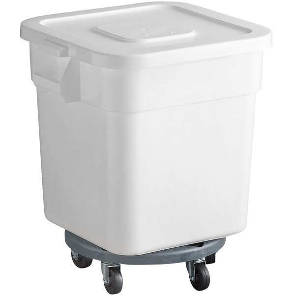 a2zhospo 32 Gallon / 510 Cup White Flat Top Mobile Ingredient Storage Bin with Lid