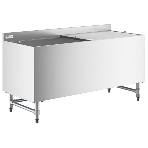 a2zhospo 24" x 60" Stainless Steel Beer Box with 3" Backsplash and Lid - 20 3/4" x 57 3/4" x 18" Bowl