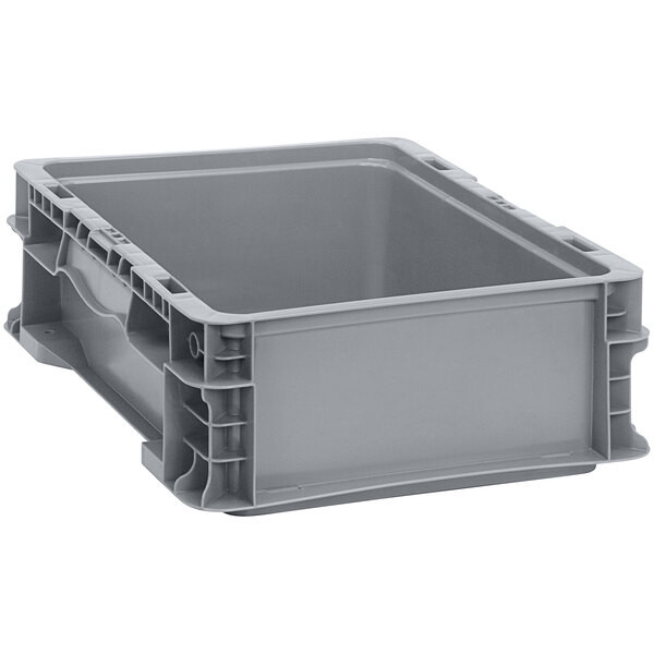 a2zhospo 12" x 15" x 5" Heavy-Duty Gray Stacker Straight Wall Container with Built-In Handle Grips RSO1215-5
