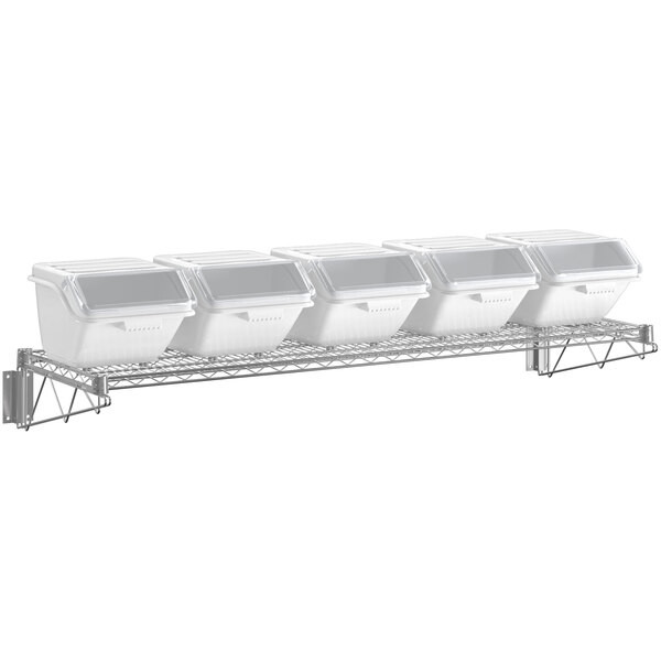 a2zhospo 18" x 60" Wall-Mounted Ingredient Bin Shelving Kit with 5 Clip-In Bins